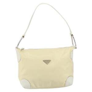 Prada Nylon Leather Shoulder Bag Ivory White